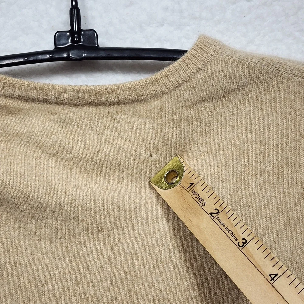 Vintage Pringle of Scotland 100% Cashmere Crewneck Sweater Tan Beige Size 42 - Picture 5 of 7